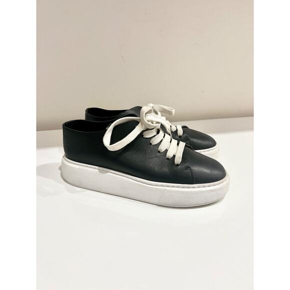 Prada Downtown Leather Low-Top Platform Sneakers Black Size Women's Size EU 37 - Picture 5 of 8
